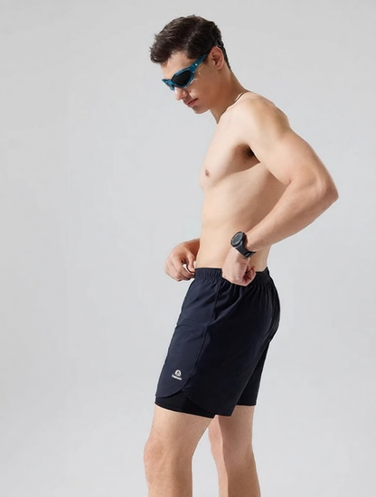 Quick-Dry Polyester Men's Swim Shorts with Built-In Liner for Water Sports and Beach Activities