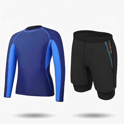 Men's Quick-Dry Polyester Long Sleeve Swim Rash Guard with UV Protection