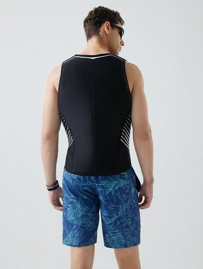 Neoprene Women's Adjustable Life Vest with Front Zipper and Side Stripes for Water Sports