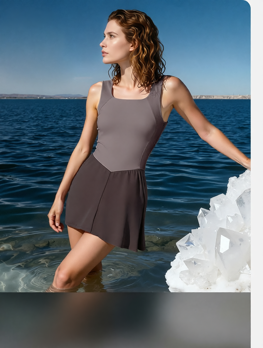 Cotton Blend Sleeveless Bodycon Dress with Flared Skirt for Women