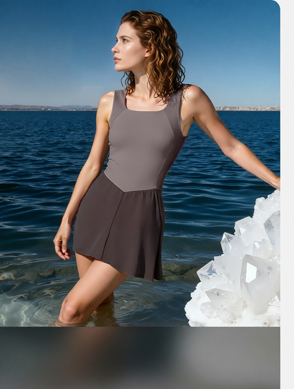 Cotton Blend Sleeveless Bodycon Dress with Flared Skirt for Women