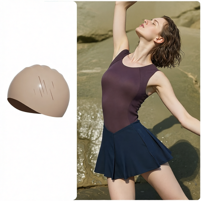 Stretchy Polyester Blend Women's Yoga Tank Top with Flared Skirt Sleeveless Workout Dress for Gym and Outdoor Activities