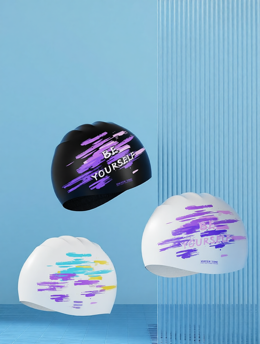 Silicone Swim Cap with 'Be Yourself' Design - Anti-Slip, Waterproof, Comfort Fit for Swimming Training and Recreation