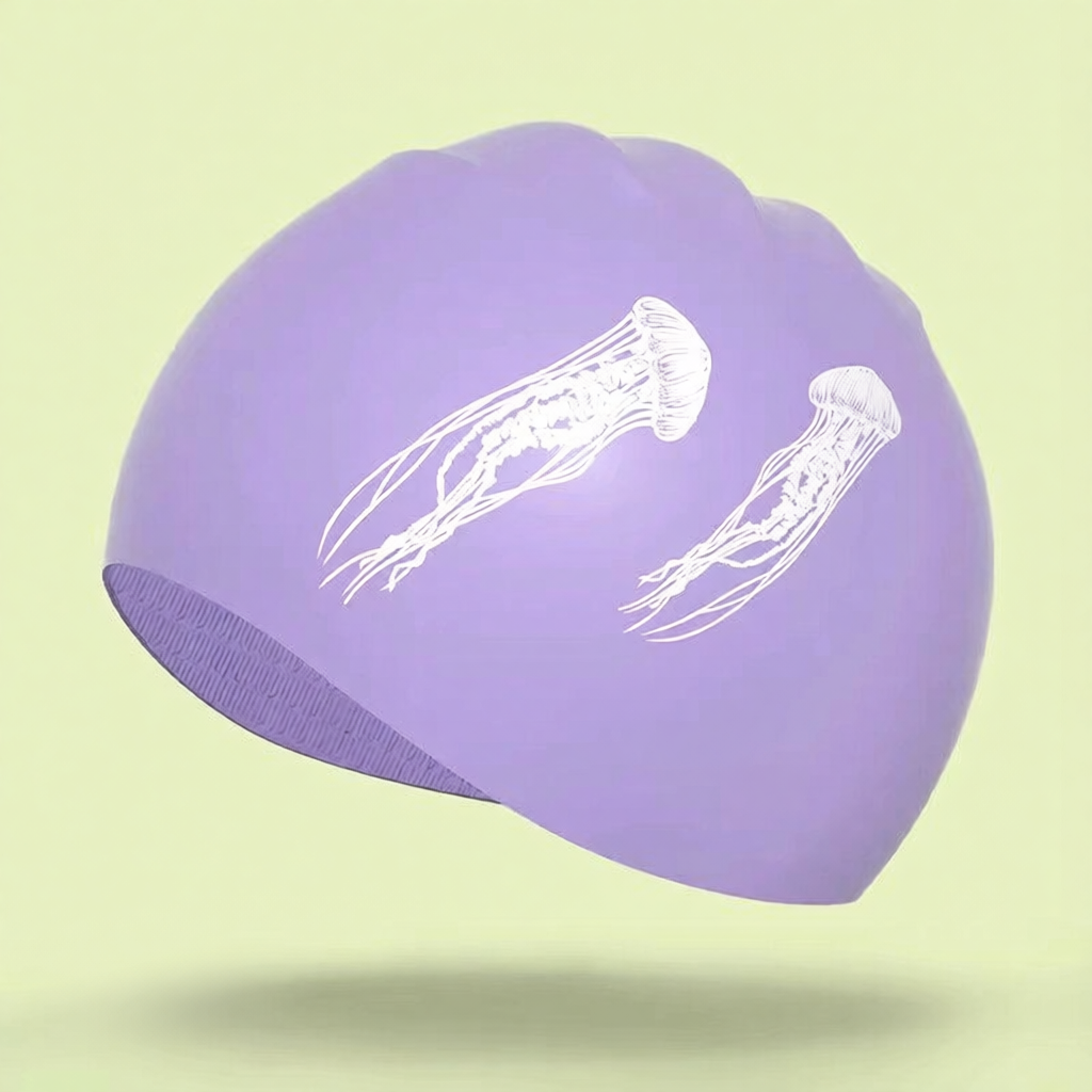 Silicone Swim Cap with Tulip Pattern Design for Women - Water Resistant and Comfortable Swimming Hat