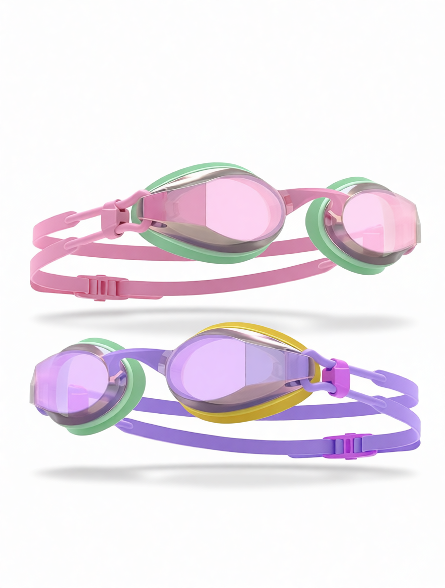 Silicone Swim Goggles with Anti-Fog Lens and UV Protection for Kids and Adults