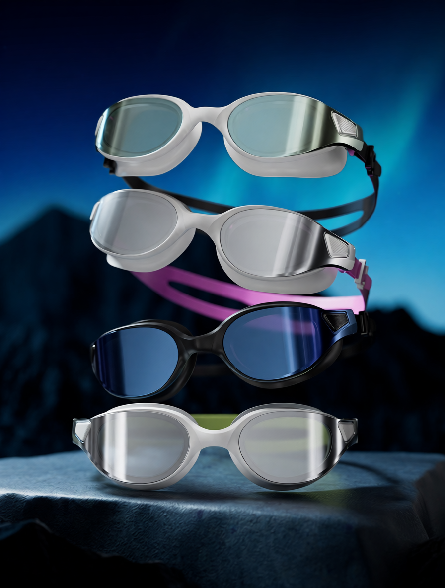 Silicone Swim Goggles with Anti-Fog Lens for Clear Vision and Comfortable Fit