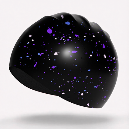Silicone Speckled Swim Cap with Colorful Dots Pattern for Women and Men