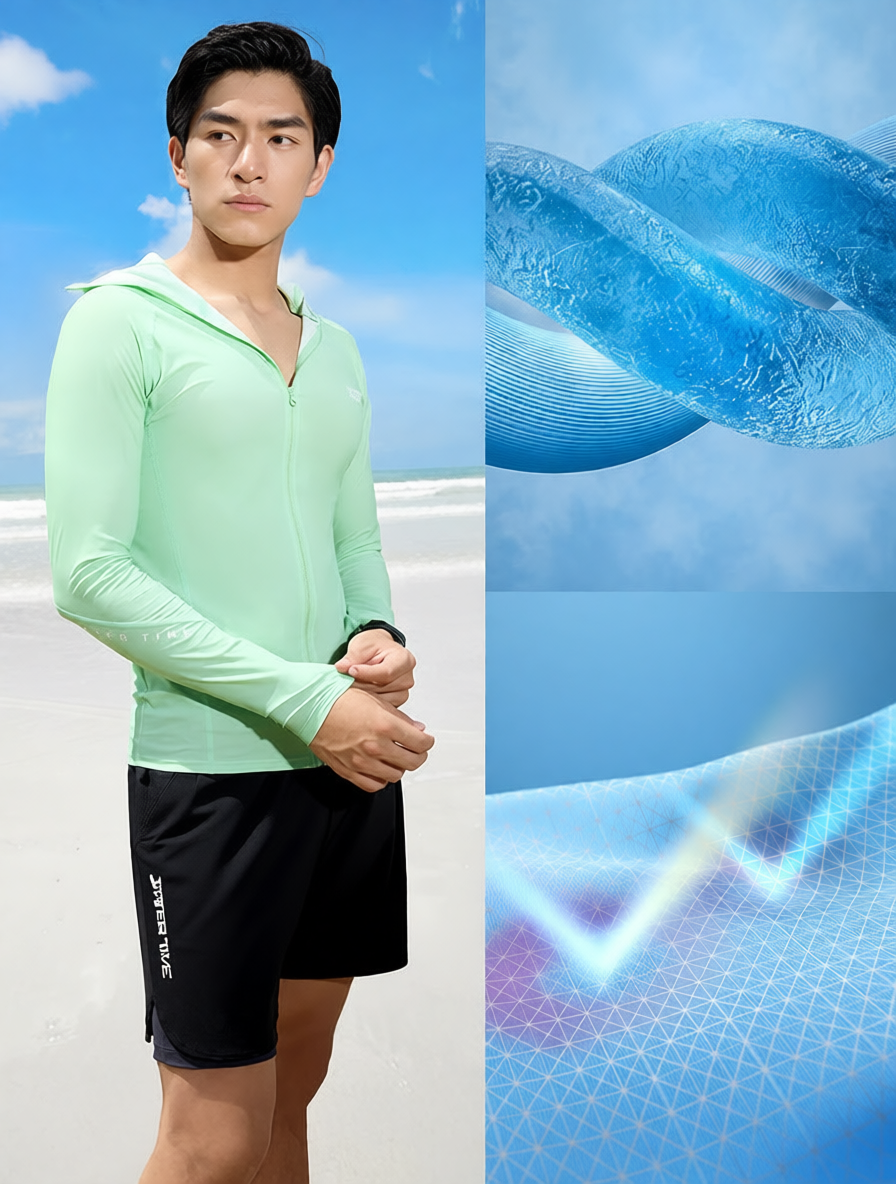 Lightweight Quick-Dry Polyester Men's Long Sleeve Zip-Up Athletic Shirt for Outdoor Activities