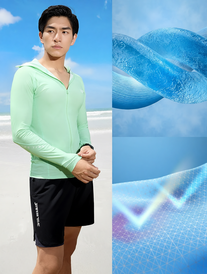 Lightweight Quick-Dry Polyester Men's Long Sleeve Zip-Up Athletic Shirt for Outdoor Activities