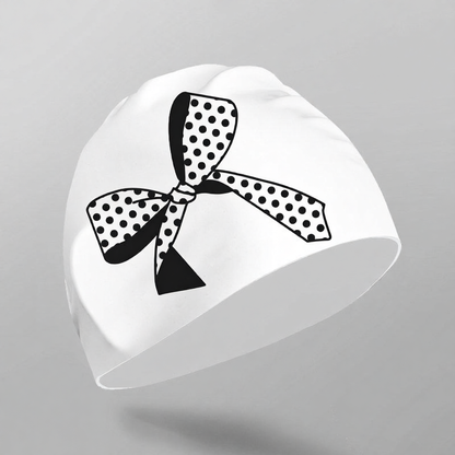 Silicone Swim Cap with Polka Dot Bow Design - Waterproof and Comfortable for Women