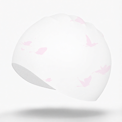 Silicone Swim Cap with Butterfly Print - Water Time Design for Women and Girls