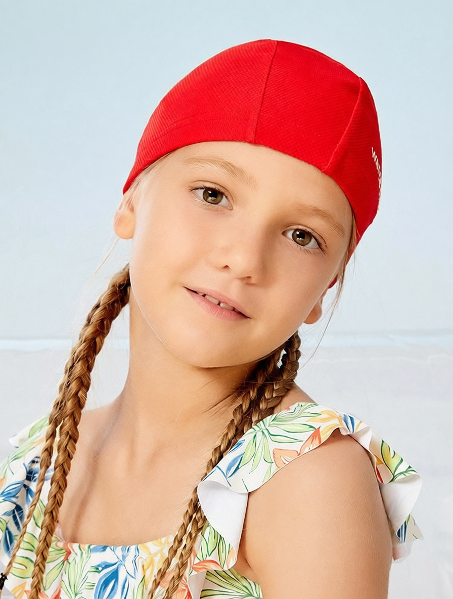 Navy Blue Polyester Swim Cap for Kids - Comfortable, Durable, and Water-Resistant Swimming Hat with Seamless Design