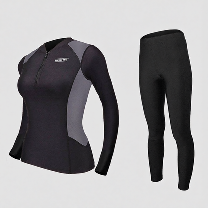 Quick-Dry Polyester Long Sleeve Full Body Swim Suit with Zipper Front for Women