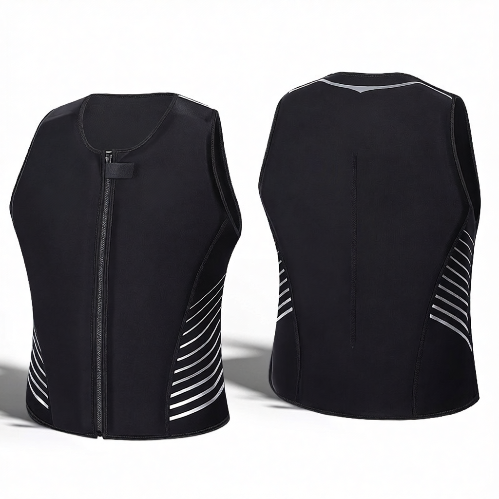 Neoprene Women's Adjustable Life Vest with Front Zipper and Side Stripes for Water Sports