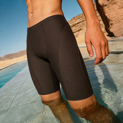 Men's Quick-Dry Stretch Swim Shorts with High-Waisted Fit and Side Pockets
