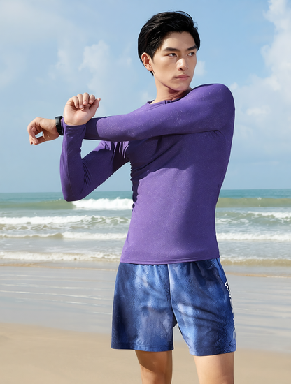 Quick-Dry Polyester Men's Long Sleeve Running Shirt with Breathable Fit