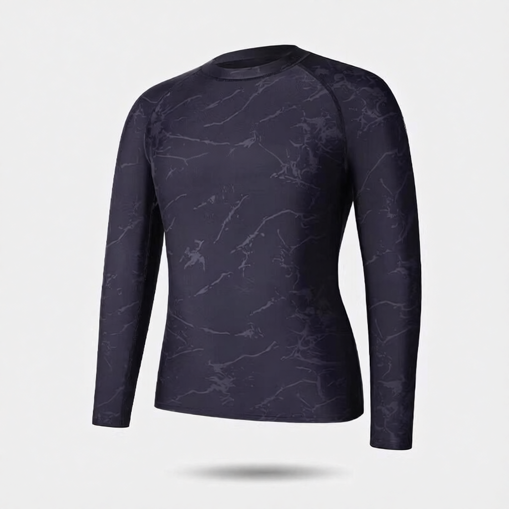 Quick-Dry Polyester Men's Long Sleeve Surf Rash Guard with UV Protection