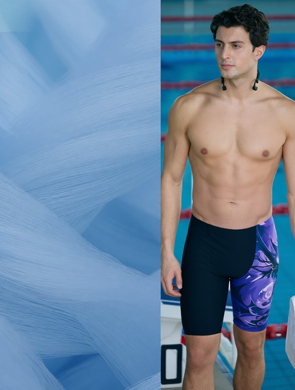Polyester Men's Swim Trunks with Purple Galaxy Print Quick-Dry Athletic Swim Shorts