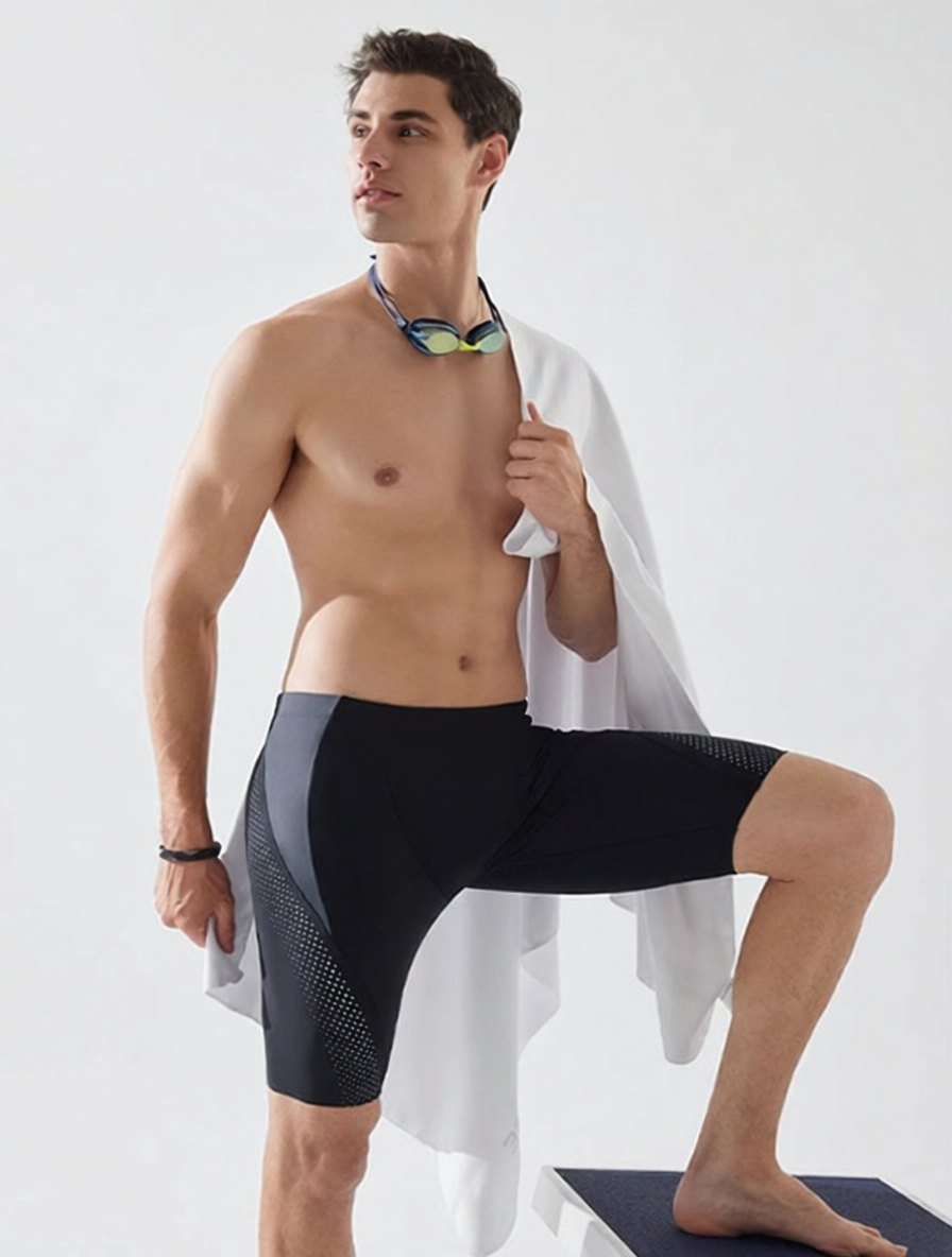 Men's High-Performance Quick-Dry Swim Shorts with Mesh Panels and Compression Fit