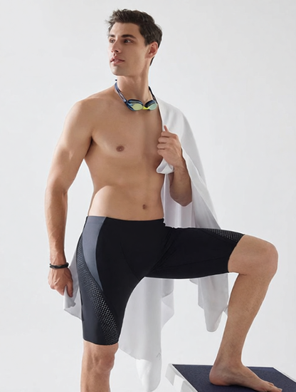 Men's High-Performance Quick-Dry Swim Shorts with Mesh Panels and Compression Fit