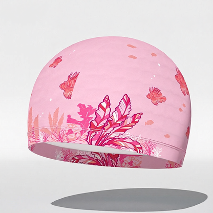 Cotton Swim Cap for Kids with Cartoon Print - Comfortable, Waterproof Swim Hat for Pool and Beach Activities