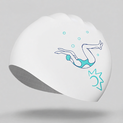 Silicone Swim Cap with Anti-Slip Design for Women, Waterproof and Comfortable Swimming Hat for Long Hair, Soft Elastic Material