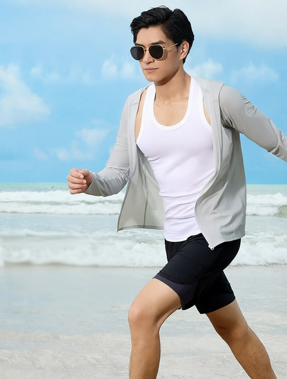 Quick-Dry Lightweight UPF 50+ Hooded Sun Protection Jacket for Men