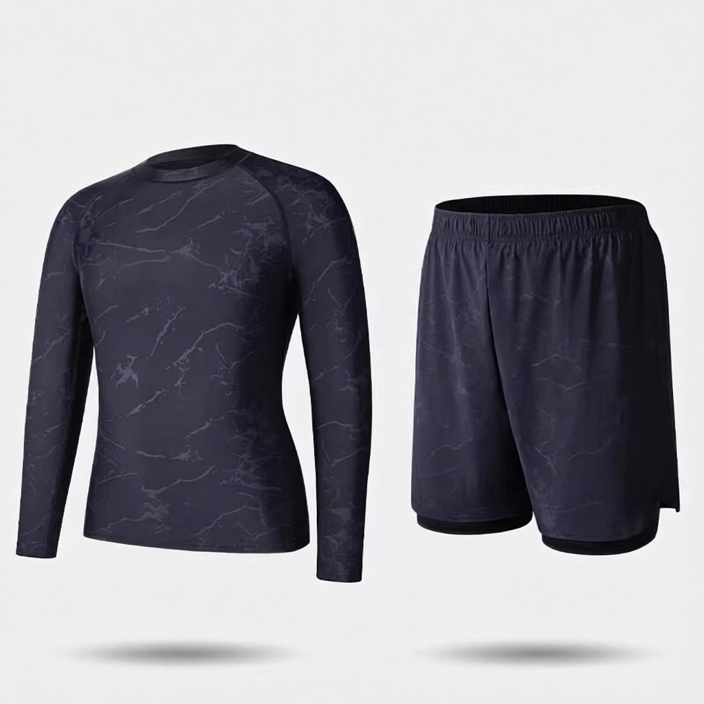 Quick-Dry Polyester Men's Long Sleeve Surf Rash Guard with UV Protection