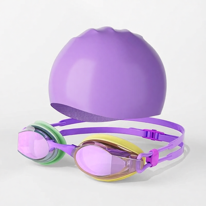 Silicone Swim Goggles with Anti-Fog Lens and UV Protection for Kids and Adults