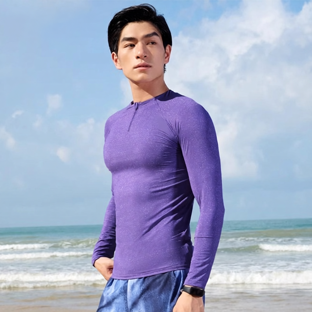 Quick-Dry Polyester Men's Long Sleeve Running Shirt with Breathable Fit