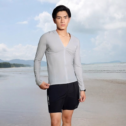 Men's Lightweight Quick-Dry Polyester Athletic Hoodie with Full Zip and Side Pockets