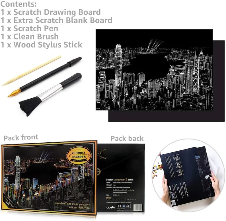 🔥Scratch-Off Rainbow Painting - World Famous Tourist Attractions 16 X 11.2 Inches