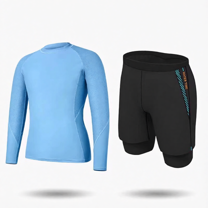 Men's Quick-Dry Polyester Long Sleeve Swim Rash Guard with UV Protection
