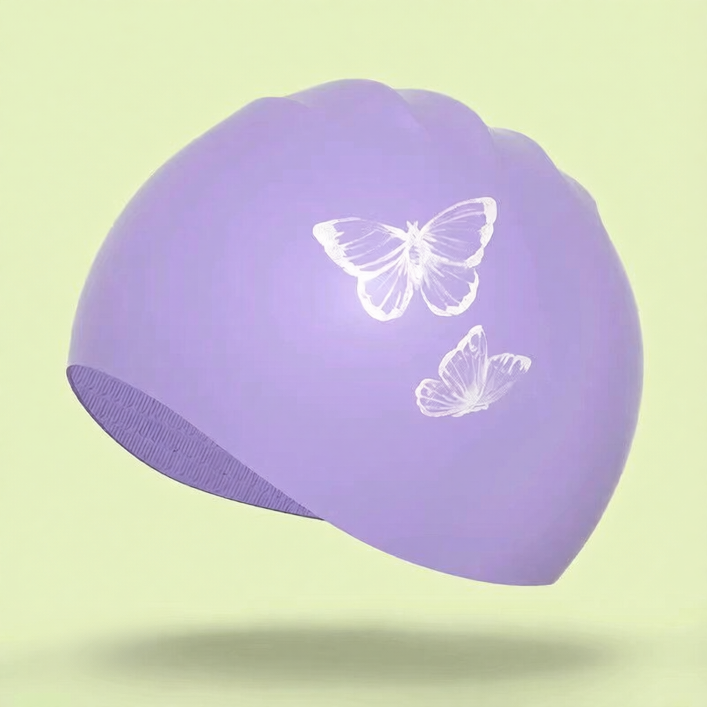 Silicone Swim Cap with Tulip Pattern Design for Women - Water Resistant and Comfortable Swimming Hat