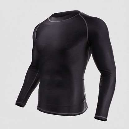 Men's Quick-Dry Polyester Long Sleeve Swim Rash Guard with UV Protection