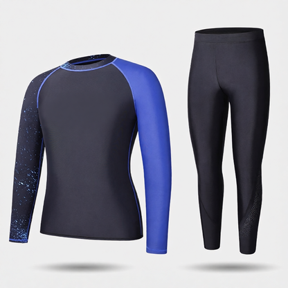 Men's Quick-Dry Polyester Long Sleeve Swim Rash Guard with UV Protection