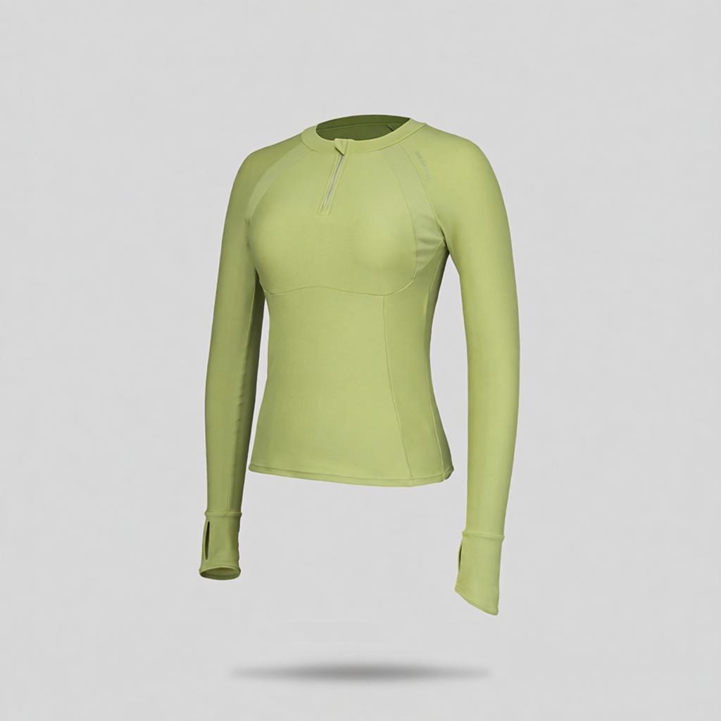Cotton-Blend Stretch Performance Top & Shorts Set for Women, Lightweight Athletic Wear with Half-Zip Design and Side Pockets
