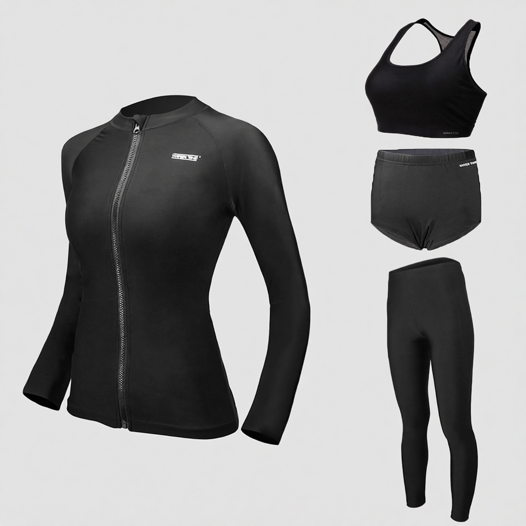 Quick-Dry Polyester Long Sleeve Full Body Swim Suit with Zipper Front for Women