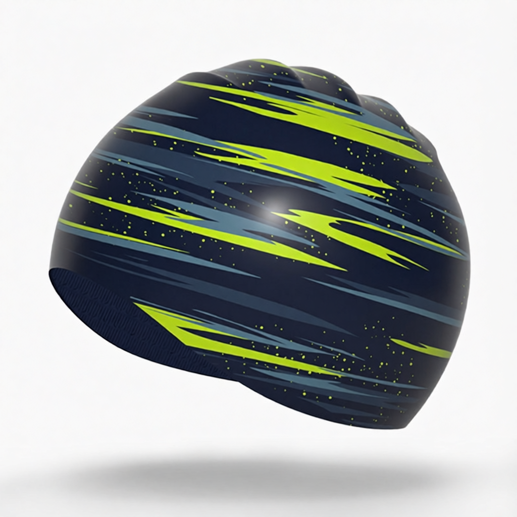 Silicone Swim Cap with Galaxy Print Design - Waterproof, Anti-Slip, Comfort Fit for Swimming Training and Competition