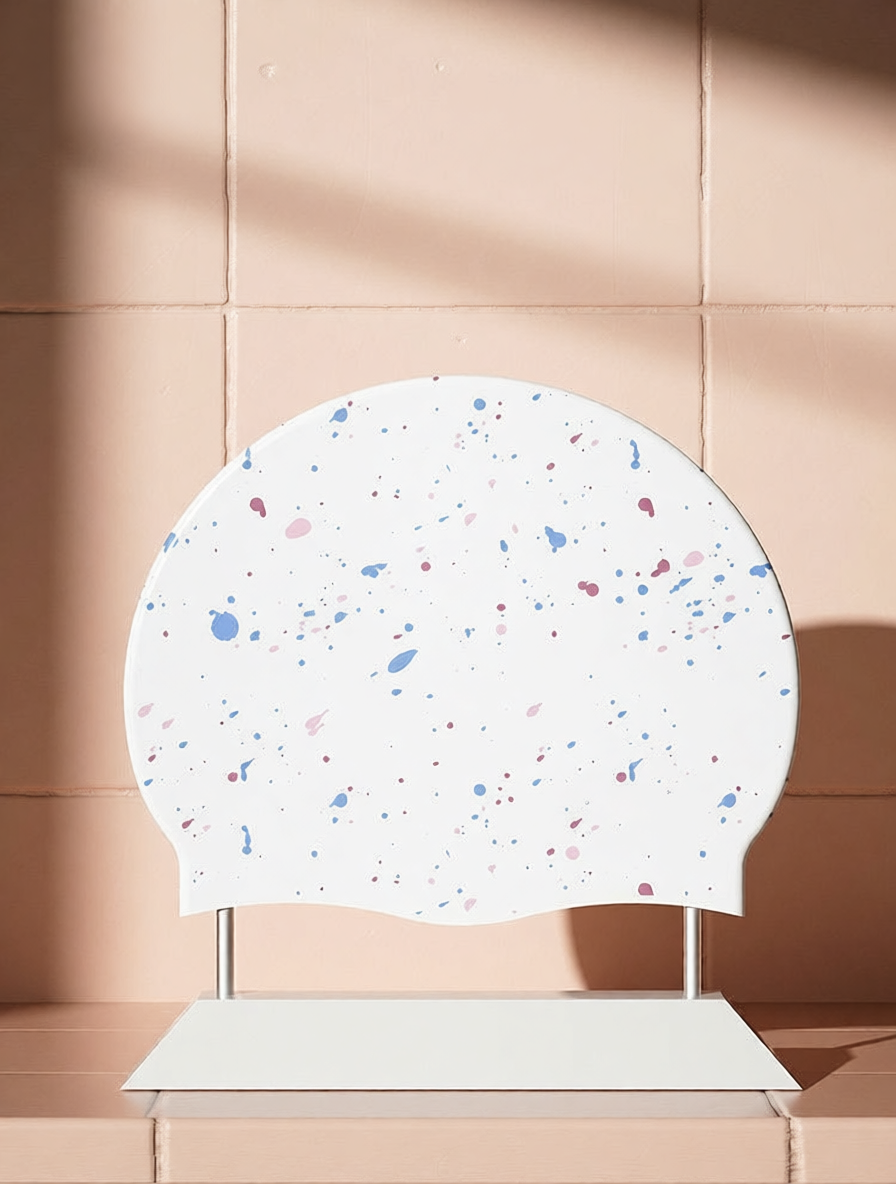Silicone Speckled Swim Cap with Colorful Dots Pattern for Women and Men