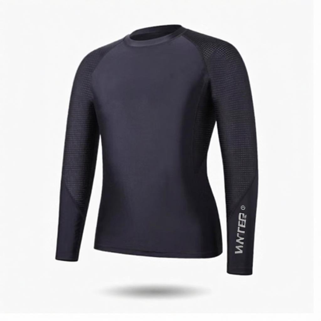 Men's Quick-Dry Polyester Long Sleeve Swim Rash Guard with UV Protection