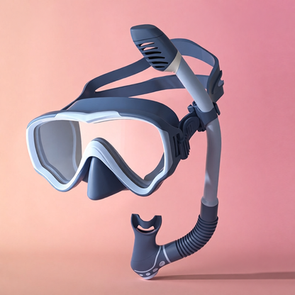 Silicone Swim Mask and Snorkel Set for Kids - Pink and Mint Design with Anti-Fog Lens and Comfort Fit