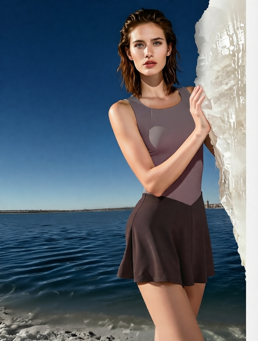 Cotton Blend Sleeveless Bodycon Dress with Flared Skirt for Women