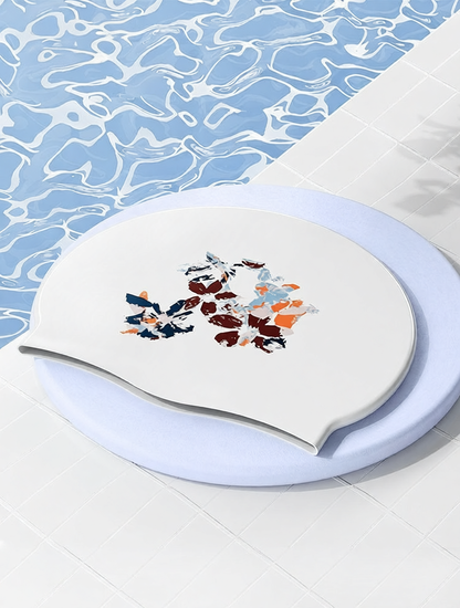 Cotton Blend Floral Swim Cap - Stylish and Comfortable Swimwear Accessory