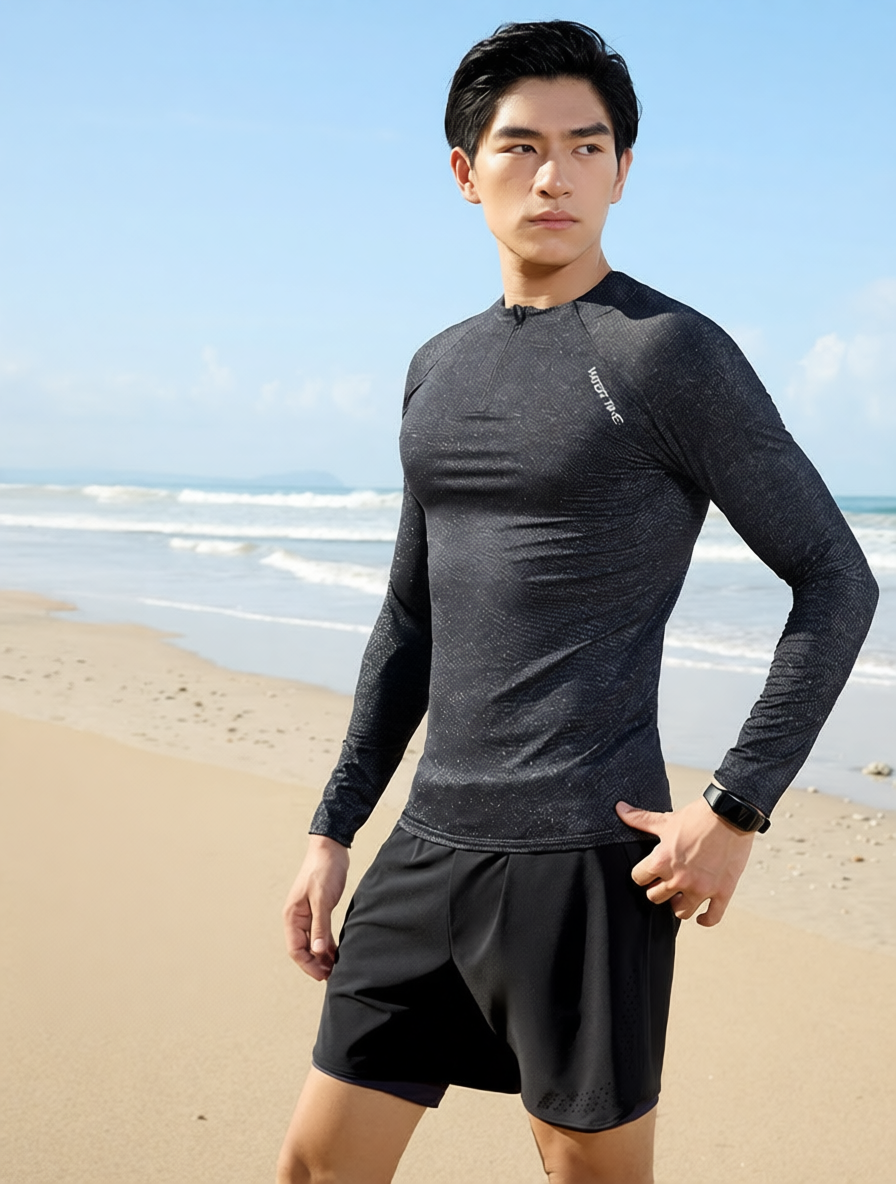 Quick-Dry Polyester Men's Swim Trunks with Elastic Waistband and Side Pockets