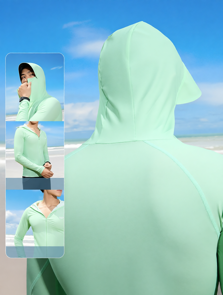 Lightweight Quick-Dry Polyester Men's Long Sleeve Zip-Up Athletic Shirt for Outdoor Activities