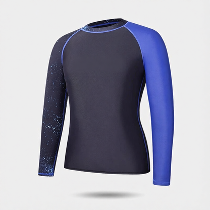 Men's Quick-Dry Polyester Long Sleeve Swim Rash Guard with UV Protection