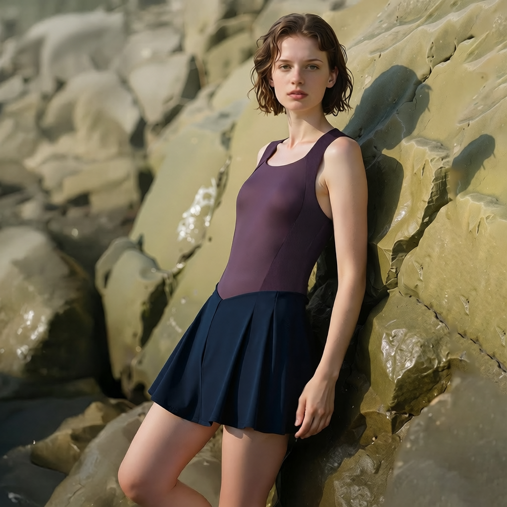 Cotton Blend Sleeveless Bodycon Dress with Flared Skirt for Women